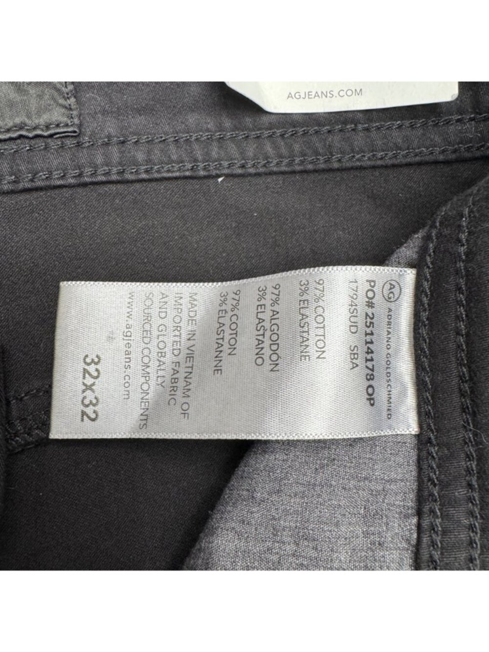 NWT AG Everett Men's Sueded Sateen Black Slim Straight Pants Mid Rise, 32x32 - Picture 8 of 12
